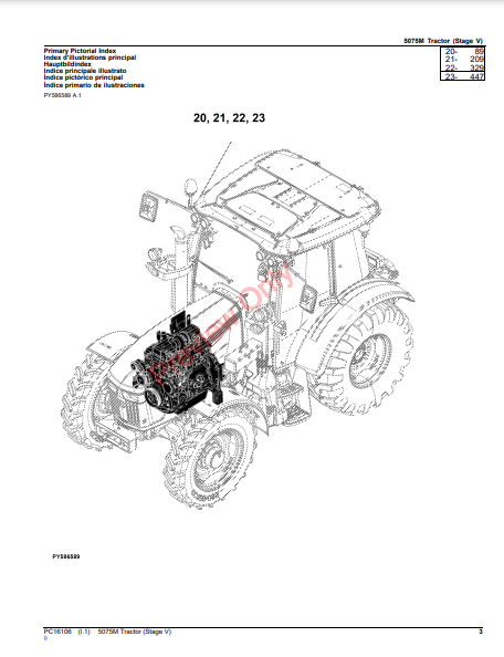 JOHN DEERE 5075M TRACTOR (STAGE V) PC16106 - PARTS CATALOG MANUAL