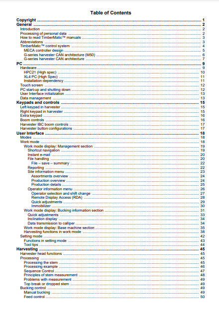 OPERATOR MANUAL - JOHN DEERE 1270G 6W,1270G 8W,1470G,1070G,1170G,TIMBERMATIC H-09 (G SERIES) FORESTRY MEASURING AND CONTROL SYSTEM F692308