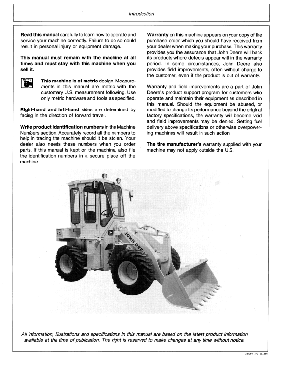 JOHN DEERE 350D, 355D (D SERIES) FORESTRY Crawlers OPERATOR MANUAL - OMT105029