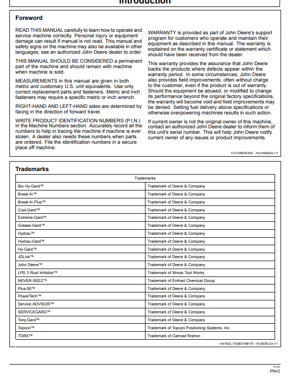 OPERATOR MANUAL - JOHN DEERE 350 P Construction Excavators OMT453664X019