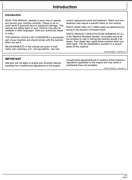 JOHN DEERE 135C RTS, 225CLC RTS (C SERIES) Construction Excavators OPERATOR MANUAL - OMT200346_