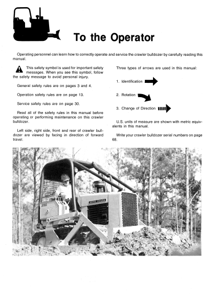 OPERATOR MANUAL - JOHN DEERE 301A (A SERIES) Construction Tractors OMT79303_