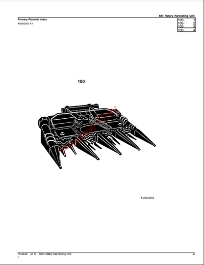 JOHN DEERE 684 ROTARY HARVESTING UNIT (NORTH AMERICA EDITION) PC4439 - PARTS CATALOG MANUAL