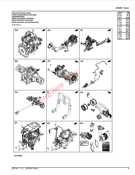 JOHN DEERE 5076EN TRACTOR PC6166 - PARTS CATALOG MANUAL