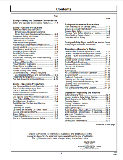 OPERATOR MANUAL - JOHN DEERE 544K (0) Construction Loader OMT361499X19