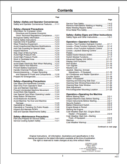 OPERATOR MANUAL - JOHN DEERE 824K SERIES II (0) Construction Loader OMT353085X19