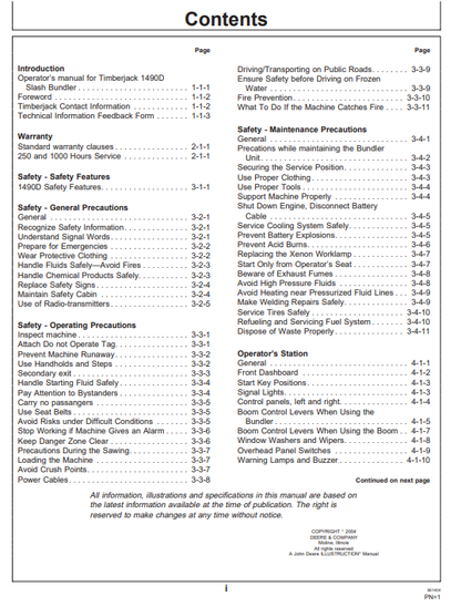 JOHN DEERE 1490D (D SERIES_TIMBERJACK MODELS) FORESTRY Energy Technology OPERATOR MANUAL - OMF065582_