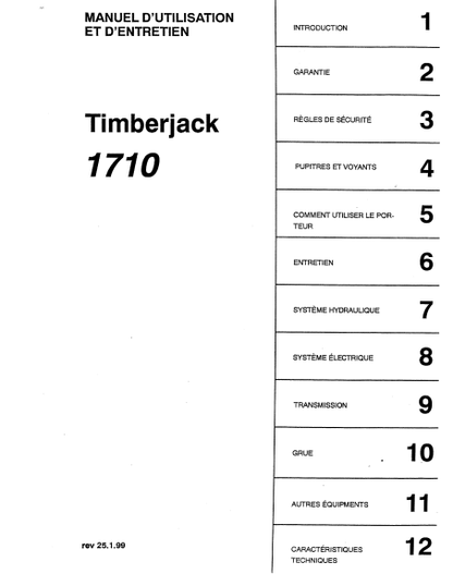 F057895 - JOHN DEERE 1710 (A SERIES) Forestry Forwarder OPERATOR MANUAL