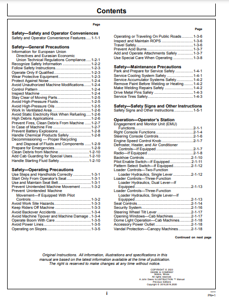 OPERATOR MANUAL - JOHN DEERE 310L EP Construction Backhoe Loader OMT410085X19