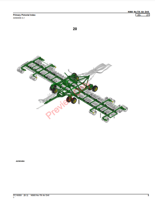 JOHN DEERE N560 NO-TILL AIR DRILL PC16059 - PARTS CATALOG MANUAL