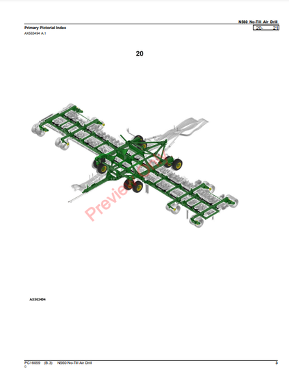 JOHN DEERE N560 NO-TILL AIR DRILL PC16059 - PARTS CATALOG MANUAL