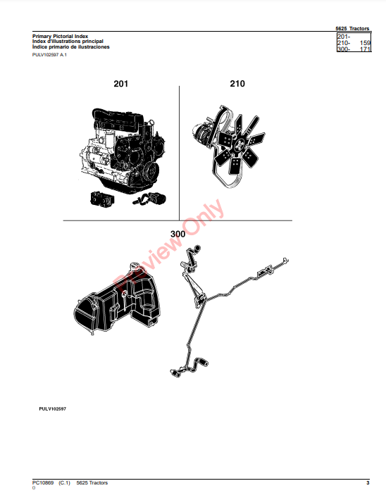 JOHN DEERE 5625 TRACTOR PC10869 - PARTS CATALOG MANUAL