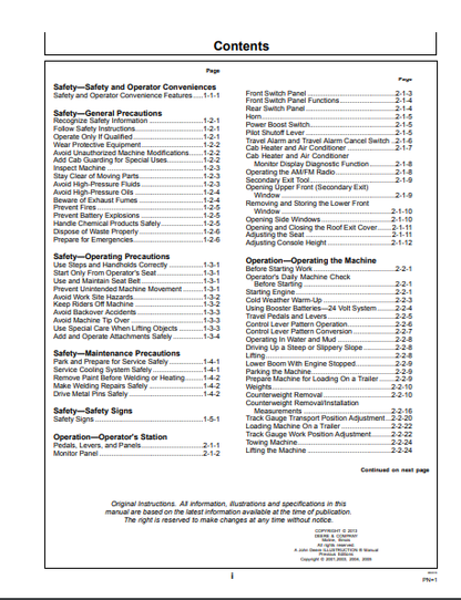 OMT187112 - JOHN DEERE 450CLC (C SERIES) Construction Excavators OPERATOR MANUAL