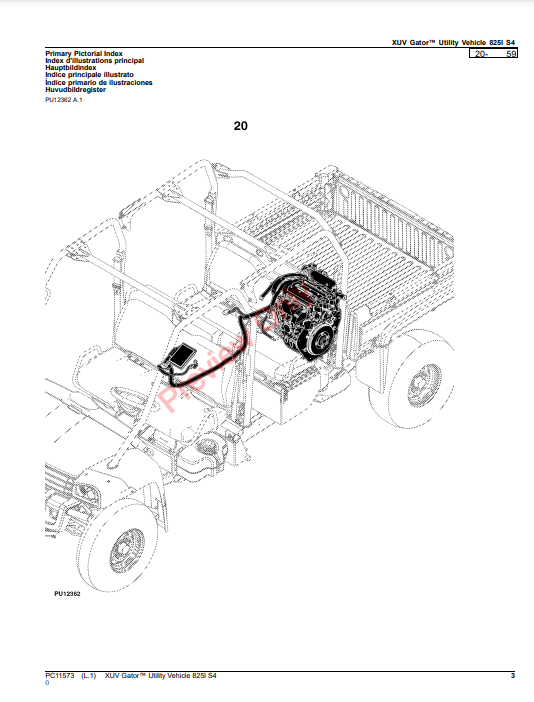 JOHN DEERE XUV GATOR UTILITY VEHICLE 825I S4 PC11573 - PARTS CATALOG MANUAL