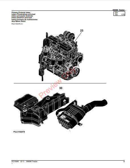 JOHN DEERE 5065M TRACTOR PC10540 - PARTS CATALOG MANUAL