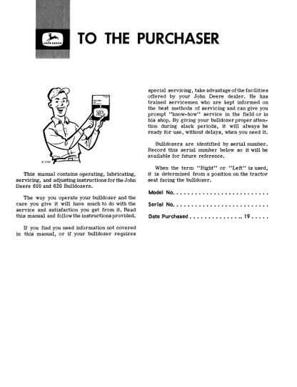 OPERATOR MANUAL - JOHN DEERE 620, 610 (SERIES) Construction Crawlers OMU15831