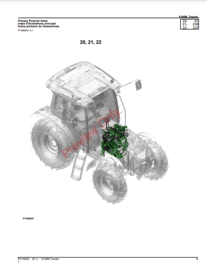 JOHN DEERE 5100M TRACTOR PC16252 - PARTS CATALOG MANUAL