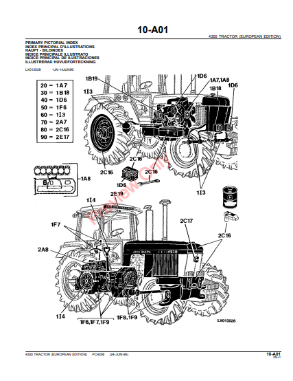 JOHN DEERE 4350 TRACTOR PC4208 - PARTS CATALOG MANUAL