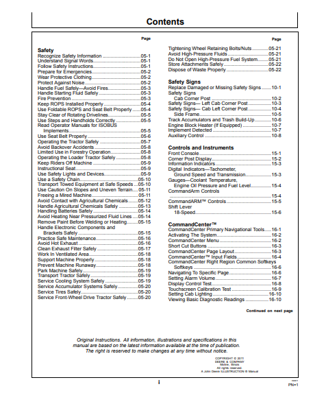 OMRE340980- JOHN DEERE 9460RT, 9510RT, 9560RT Construction Scraper Tractors OPERATOR MANUAL