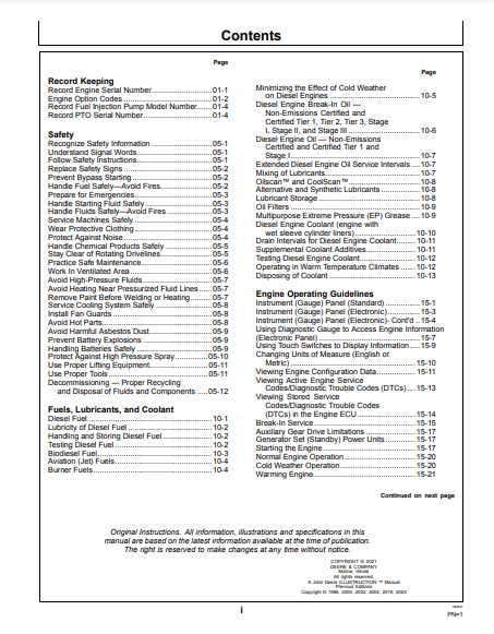 OPERATOR MANUAL - JOHN DEERE 8.1L,6081HF001,6081TF001 (POWERTECH) Construction Engine OMRG24828