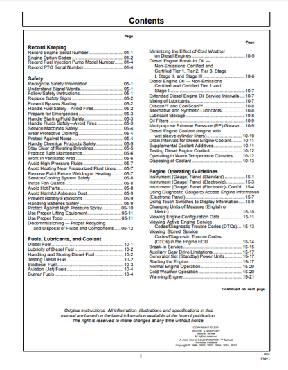 OPERATOR MANUAL - JOHN DEERE 8.1L,6081HF001,6081TF001 (POWERTECH) Construction Engine OMRG24828