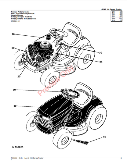 JOHN DEERE LA140 TRACTOR PC9634 - PARTS CATALOG MANUAL