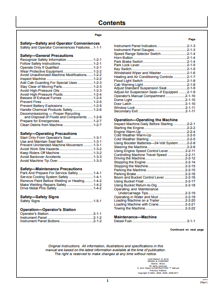 OPERATOR MANUAL - JOHN DEERE 655CII,755CII (C SERIES II)  Construction Crawler Loader OMT201669