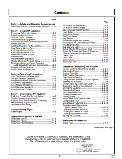 OPERATOR MANUAL - JOHN DEERE 655CII,755CII (C SERIES II)  Construction Crawler Loader OMT201669