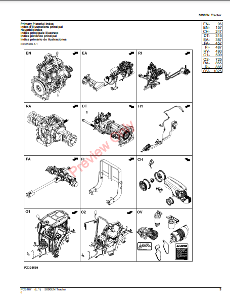 JOHN DEERE 5090EN TRACTOR PC6167 - PARTS CATALOG MANUAL