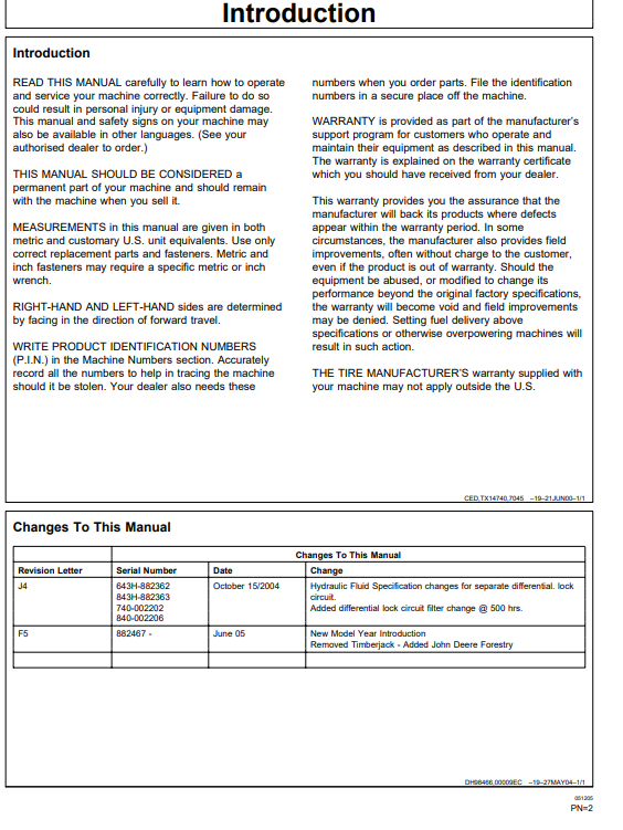 JOHN DEERE 643H, 843H, 740, 840 (G SERIES) Forestry Wheeled Feller Bunchers OPERATOR MANUAL - OMT186093