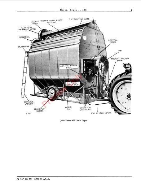 JOHN DEERE 458 GRAIN DRYER PC617 - PARTS CATALOG MANUAL