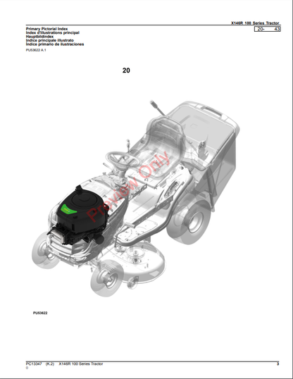 JOHN DEERE X146R 100 SERIES TRACTOR PC13347 - PARTS CATALOG MANUAL