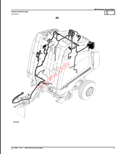 JOHN DEERE 469 PREMIUM ROUND BALER PC11465 - PARTS CATALOG MANUAL