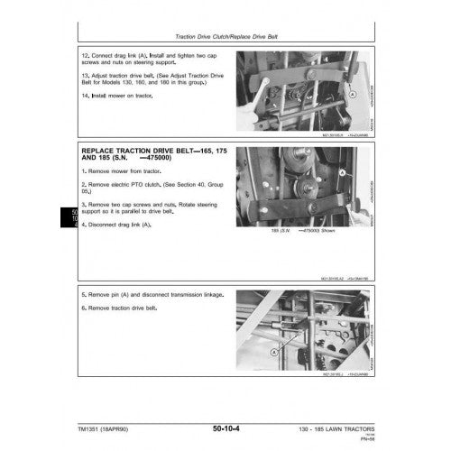 TECHNICAL SERVICE MANUAL -  JOHN DEERE 180, RIDING LAWN TRACTORS TM1351