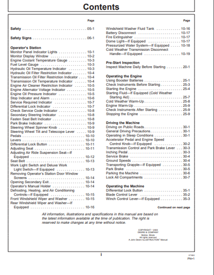 OMT183331- JOHN DEERE 540GIII,640GIII,548GIII,648GIII,748GIII (G SERIES III) Forestry Skidders OPERATOR MANUAL