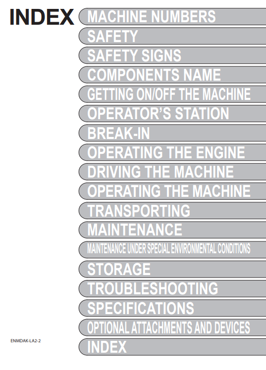 JOHN DEERE ZAXIS210-5A, ZAXIS210LC-5A, ZAXIS350LC-5A (ZAXIS-5 SERIES) Hitachi Excavators OPERATOR MANUAL - ENMDAKLA22