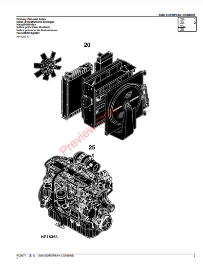 JOHN DEERE S560 COMBINE PC9677 - PARTS CATALOG MANUAL