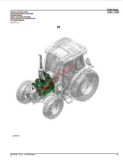 JOHN DEERE 5115R TRACTOR PC13106 - PARTS CATALOG MANUAL