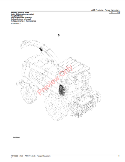 JOHN DEERE AMS PRODUCTS-FORAGE HARVESTERS PC10339 - PARTS CATALOG MANUAL