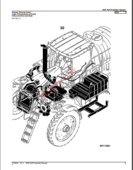 JOHN DEERE 4830 SELF-PROPELLED SPRAYER PC9648 - PARTS CATALOG MANUAL