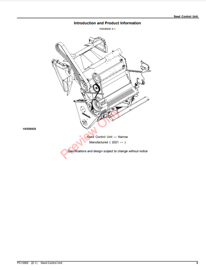 JOHN DEERE SEED CONTROL UNIT PC13900 - PARTS CATALOG MANUAL