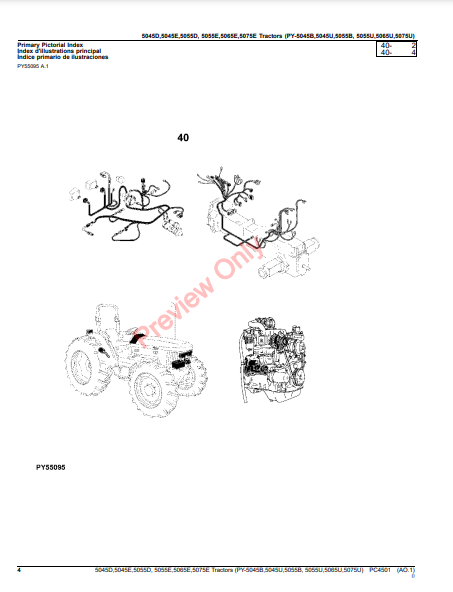 JOHN DEERE 5045D, 5045E, 5055D, 5055E, 5065E, 5075E TRACTORS (TIER 2) (8X4 AND 9X3 TSS TRANSMISSIONW WITH OOS) (NORTH AMERICA EDITION) PC4501 - PARTS CATALOG MANUAL