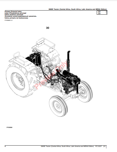 JOHN DEERE 5065E TRACTOR (CENTRAL AFRICA, SOUTH AFRICA, LATIN AMERICA AND MENA EDITION) PC12227 - PARTS CATALOG MANUAL