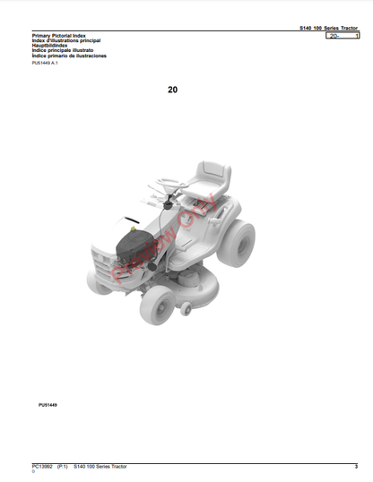 JOHN DEERE S140 100 SERIES TRACTOR PC13992 - PARTS CATALOG MANUAL