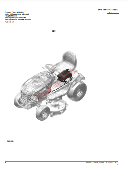 JOHN DEERE S140 100 SERIES TRACTOR PC13992 - PARTS CATALOG MANUAL