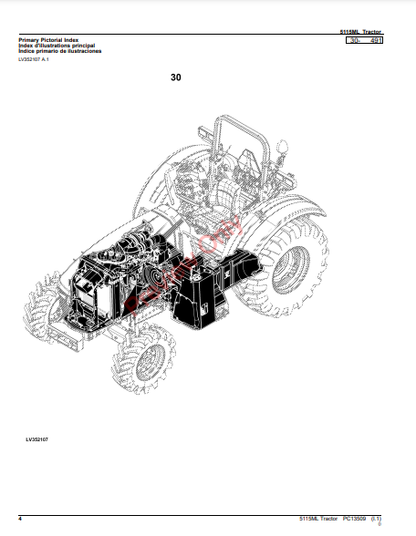 JOHN DEERE 5115ML TRACTOR PC13509 - PARTS CATALOG MANUAL