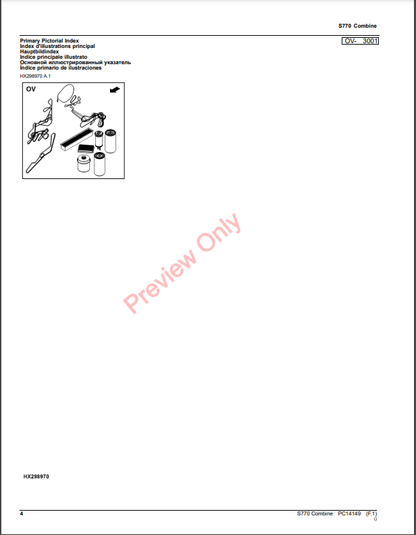 JOHN DEERE S770 COMBINE PC14149 - PARTS CATALOG MANUAL