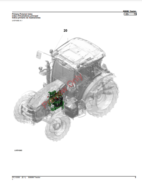 JOHN DEERE 5090M TRACTOR PC13350 - PARTS CATALOG MANUAL