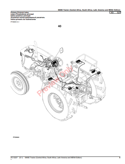 JOHN DEERE 5065E TRACTOR (CENTRAL AFRICA, SOUTH AFRICA, LATIN AMERICA AND MENA EDITION) PC12227 - PARTS CATALOG MANUAL