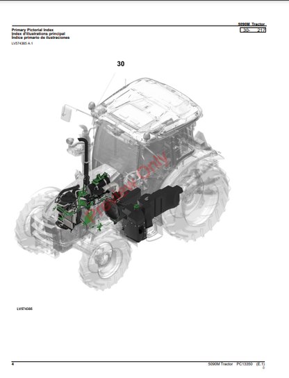 JOHN DEERE 5090M TRACTOR PC13350 - PARTS CATALOG MANUAL